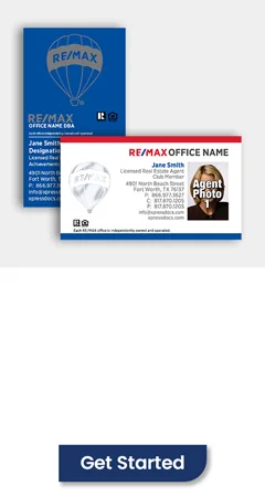 order customized REMAX Foil Business Cards with logo and photo, choice of horizontal or vertical